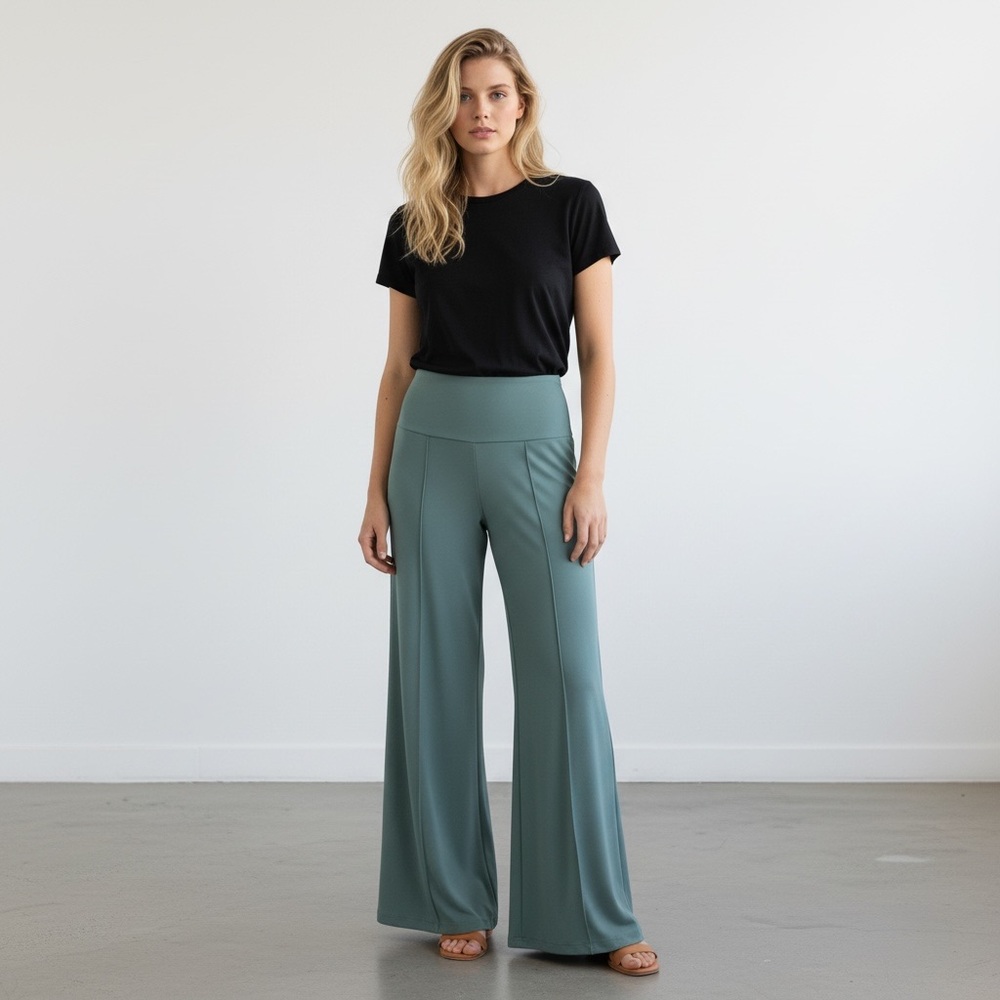 Lisa Rinna Collection Green Wide Leg Pants - Picture 2 of 7